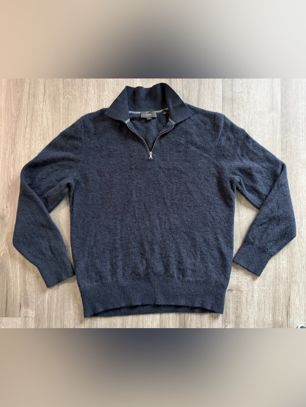 Vince 100% Cashmere Dark Navy 1/4 Zip Pullover Sweater- Large